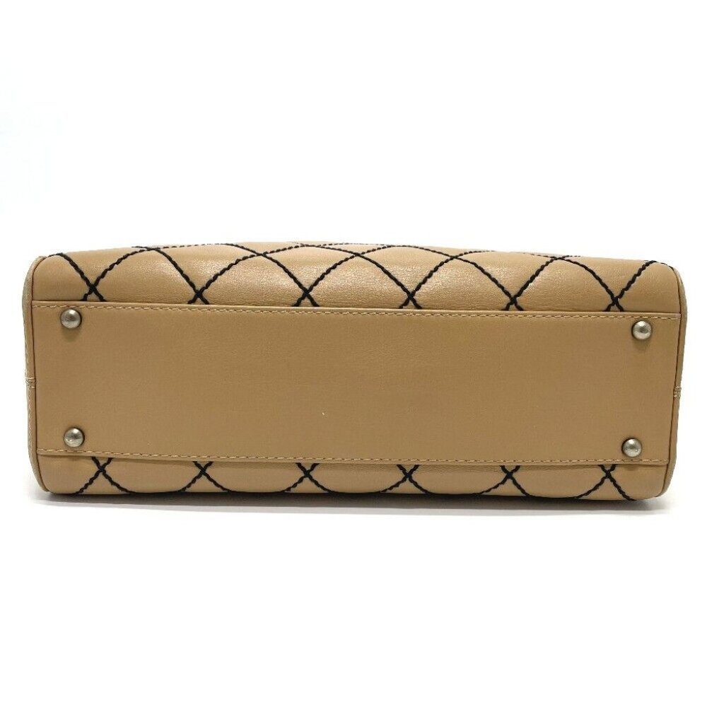 CHANEL CC Wild stitch Vintage Tote Bag Hand Bag Lambskin Leather Beige - Picture 4 of 13